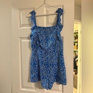 Blue & White Printed Romper